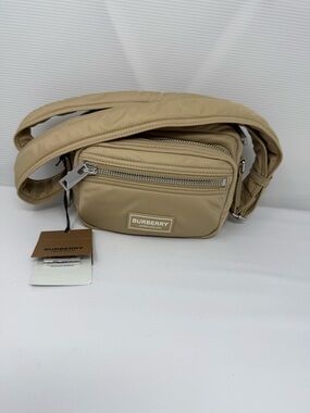 Burberry Tan Belt Bag with Silver Zippers